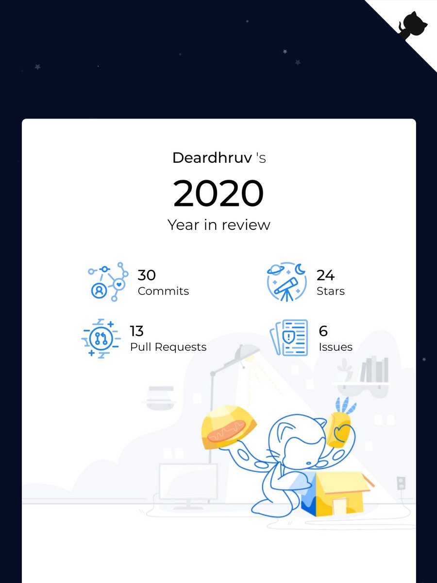 DearDhruv's tweet image. In 2020 I made over 30+ commits and 13 Pull Requests towards open-source! Check how your #GithubWrapped up in 2020 at githubwrapped.tech
And many more to private repos.