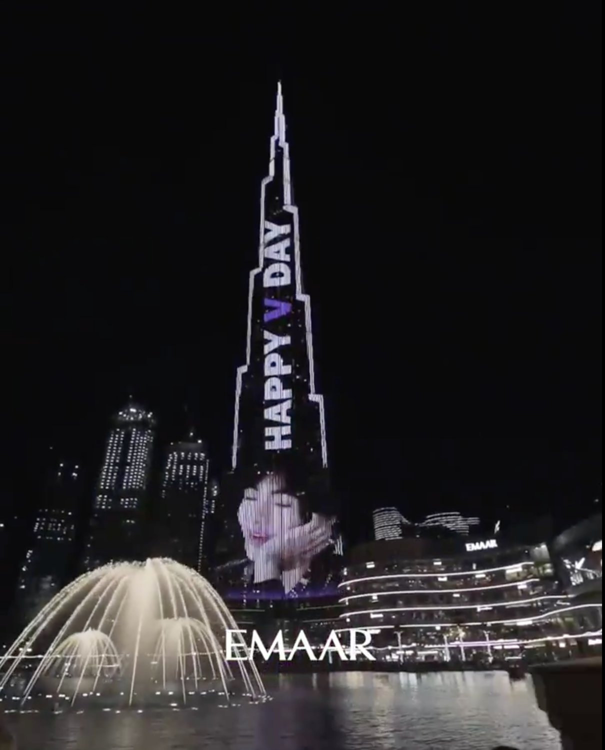 Rappler Happy V Day Look The Burj Khalifa In Dubai Uae Lights Up For Bts Member V As He Celebrates His 25th Birthday On Wednesday December 30 Happybirthdayv