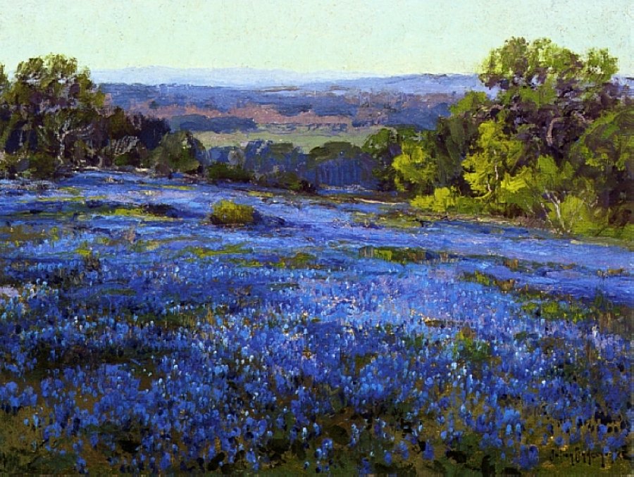JulianOnderdonk's tweet photo. Bluebonnets, Late Afternoon, North of San Antonio, 1920 #texasartist #onderdonk https://t.co/LVvxdPolxV
