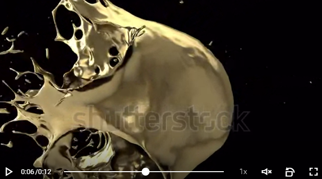 It took some effort, but I found the original clip they used for that droplet splatter clipSadly, the source doesn't reveal anything new (they obviously edited the colors for the teaser), they just wanted to show this imagery https://www.shutterstock.com/video/clip-1061107375-liquid-oil-paint-gold-ball-splatter-drops