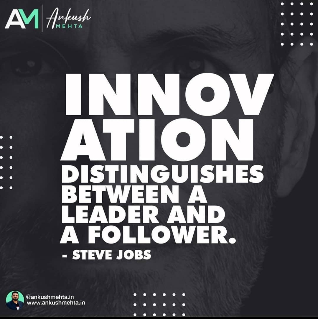 ankushmehtaind's tweet image. Innovation distinguishes between a leader and a Follower.

#motivationblog #workinspiration #innovation #Mindset #businessrules #Leadership #followers #entrepreneur #noexcusses #ankushmehta