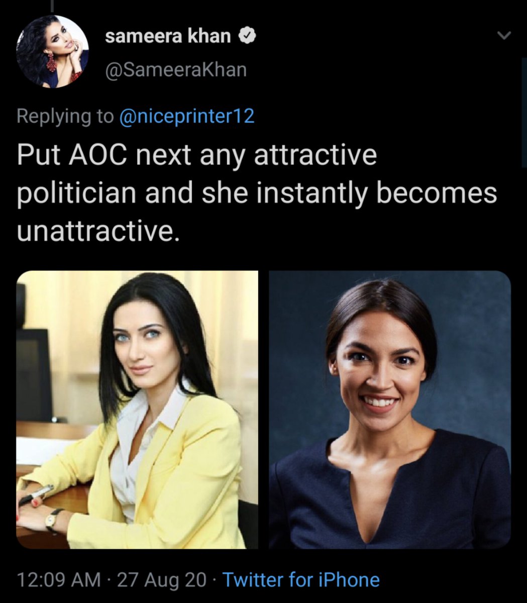 Don't worry, y'all, OP's opinions on AOC are just about behavior and/or "policy".Yep, definitely nothing else.