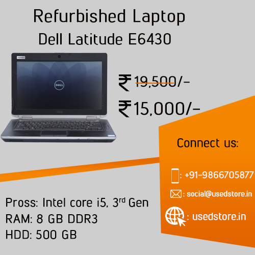 used_store's tweet image. Flat 23% discount on Refurbished Laptop Dell Latitude E6430 Laptop. Grab this deal before it gets out of stock from usedstore website.  

Order online: 
Visit: cutt.ly/VjecQlv 
#Dell  
#DellLatitude  
#usedstore 
#Refurbished 
#RefurbishedLaptops 
#used  
#secondhand