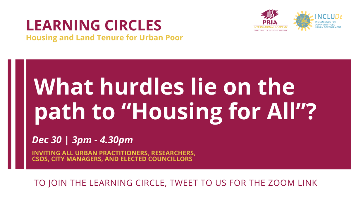 As we near today's session, we invite you to think about solutions for #HousingForAll. Have you confirmed your spot for our #LearningCircle? Tweet or DM us for the meeting link.