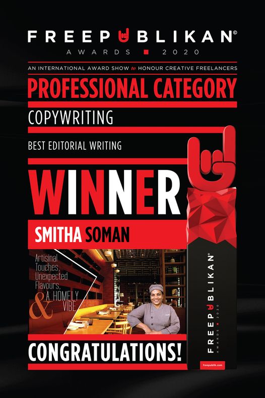 freepublik's tweet image. CATCH A GLIMPSE OF  FREEPUBLIKAN AWARDS 2020
WINNERS WORK!!!
Professional Category: Copywriting. Best Editorial Writing.
Winner: @lifeluxelabels for Malabar Cafe.
behance.net/gallery/100342…
#freepublik #freepublikan #freelance #freelancing #freelancer #freelancers #copywriting