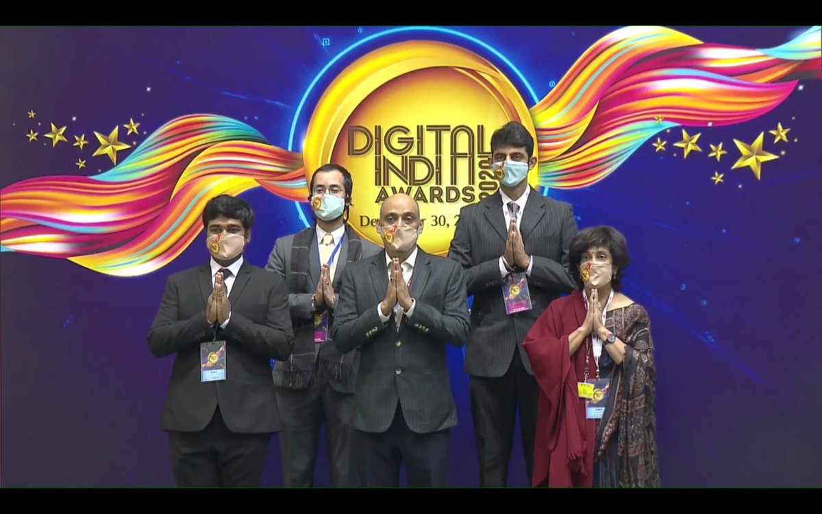 iam_dhananjayk's tweet photo. Here our super heroes @vikalpsahni @goyal_rahul and team Aarogya setu getting awarded at Digital India awards 2020. #proudmoment https://t.co/ZCdBxxjP7y