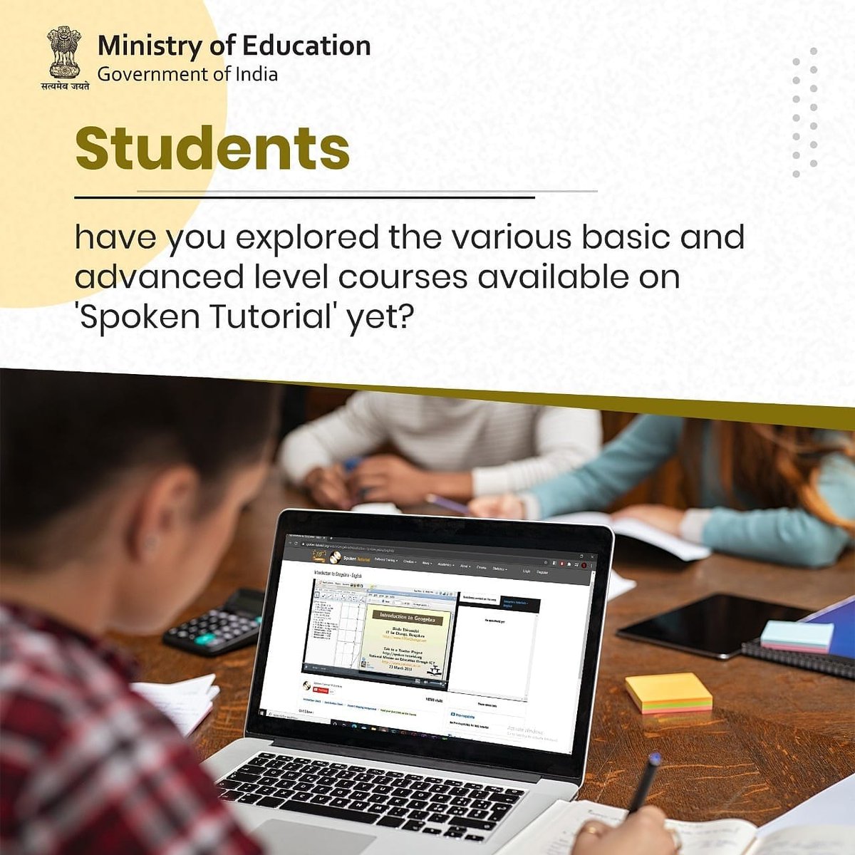 Directorate of Higher Education, Nagaland (@mydhenagaland) on Twitter photo Learn everything you need to know about open source software programs with 'Spoken Tutorial'!
The portal aims to promote IT literacy via simple & easy to follow #OnlineCourses, suitable even for beginners!
Start NOW: spoken-tutorial.org.
#eLearning
<a href="/EduMinOfIndia/">Ministry of Education</a> <a href="/AlongImna/">Temjen Imna Along</a> Learn everything you need to know about open source software programs with 'Spoken Tutorial'!
The portal aims to promote IT literacy via simple & easy to follow #OnlineCourses, suitable even for beginners!
Start NOW: spoken-tutorial.org.
#eLearning
<a href="/EduMinOfIndia/">Ministry of Education</a> <a href="/AlongImna/">Temjen Imna Along</a>
