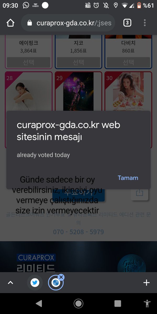 ‼️ OYLAMA ‼️

Çinliler aynı oylamada şu an birinci, biz de ikincilikten birinciliğe yükseldik. Gevşememeliyiz, hadi gidin ve EXO için oyunuzu verin!

Ekte nasıl yapabileceğinizi anlattık~ Ve bu tweetin altında sizin için bir notumuz var, lütfen bakın.

curaprox-gda.co.kr