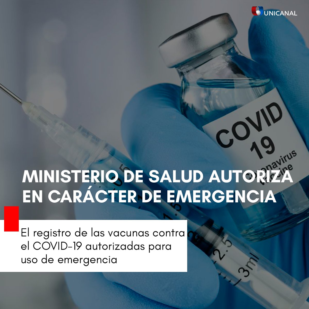 Unicanal's tweet photo. 🚨 Ministerio de Salud autoriza registro de vacunas en carácter de emergencia.

Esto permite a empresas privadas adquirir las vacunas y distribuir con un costo en nuestro país. Las negociaciones desde el Ministerio de Salud, con las farmacéuticas siguen proceso.

#CoronavirusPy🇵🇾 https://t.co/g1i7Ex2ZW7