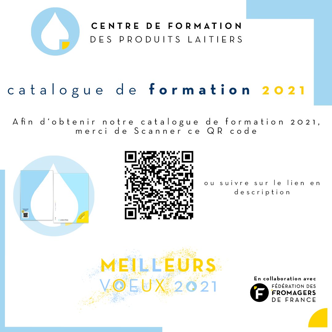 Fromagers's tweet photo. L’équipe du Centre de Formation des Produits Laitiers est heureuse de présenter son nouveau Catalogue de Formation 2021.
Lien : https://t.co/UtVajbKRne https://t.co/ic1bpJW6a5