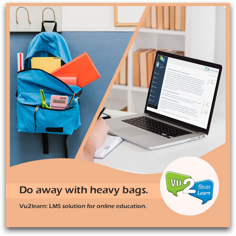 Vu2Learn's tweet photo. Heavy school bags are not just a burden but also leads to a lot of health complications for students. Now they can get freedom from these burdens with Vu2learns LMS for online classes. 
https://t.co/zSz0IvrRhm
#OnlineEducation #OnlineClasses #LearningManagementSystem #University https://t.co/MbJ48TgT8i