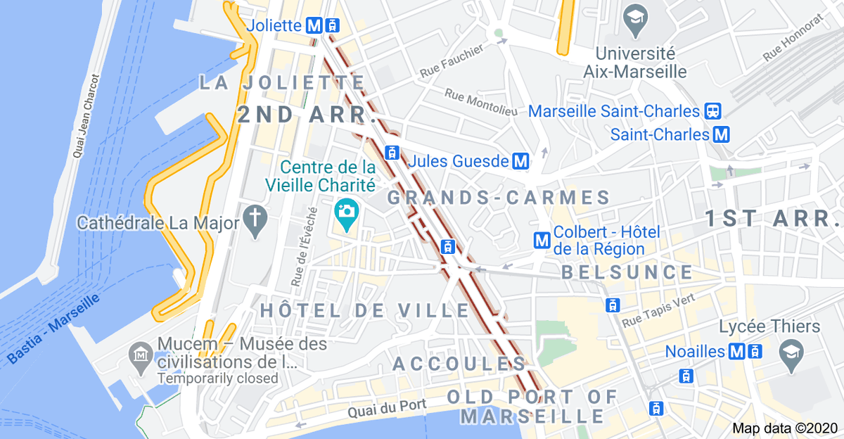 Much like in Haussmann's Paris, this involved tearing through the existing social fabric to build a cleaner, more beautiful and more easily controlled city.The Rue impériale (now rue de la République) was carved between the old and new port to facilitate circulation