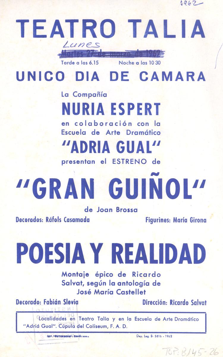 RicardSalvat's tweet photo. #TalDiaComAvui, fa 22 anys, morí el poeta, dramaturg i artista Joan Brossa.
#RicardSalvat dirigí la seva obra 'Gran guinyol' (#EADAG i Cia. Núria Espert, 1962), i produï dues obres més del poeta.
📸 ©️ @MACBA_Barcelona / @cdmae_it https://t.co/J6uFITk43a