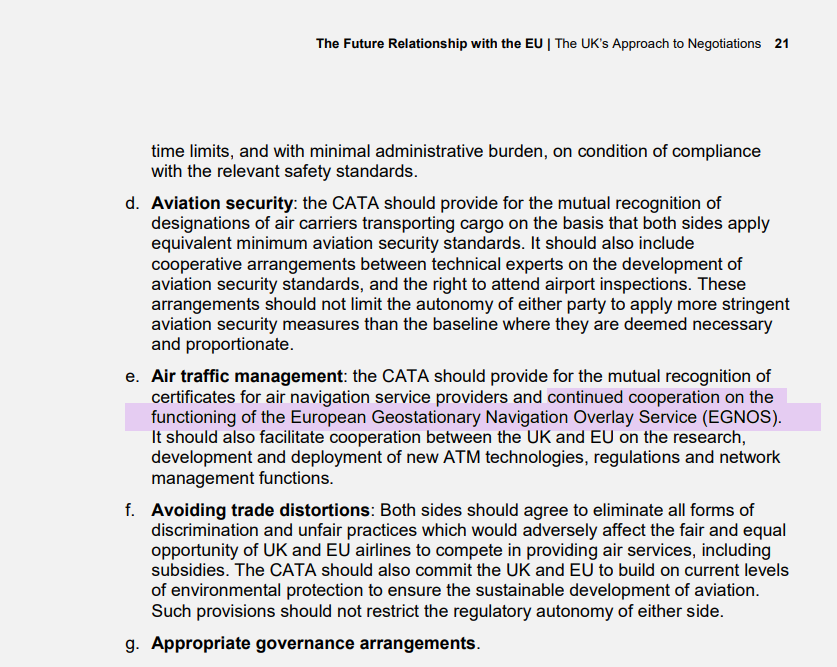 Buuuut:The UK is in discussions "with the EU on an  #EGNOS service access agreement", which would restore access / allow co-operation to yet undefined scope.