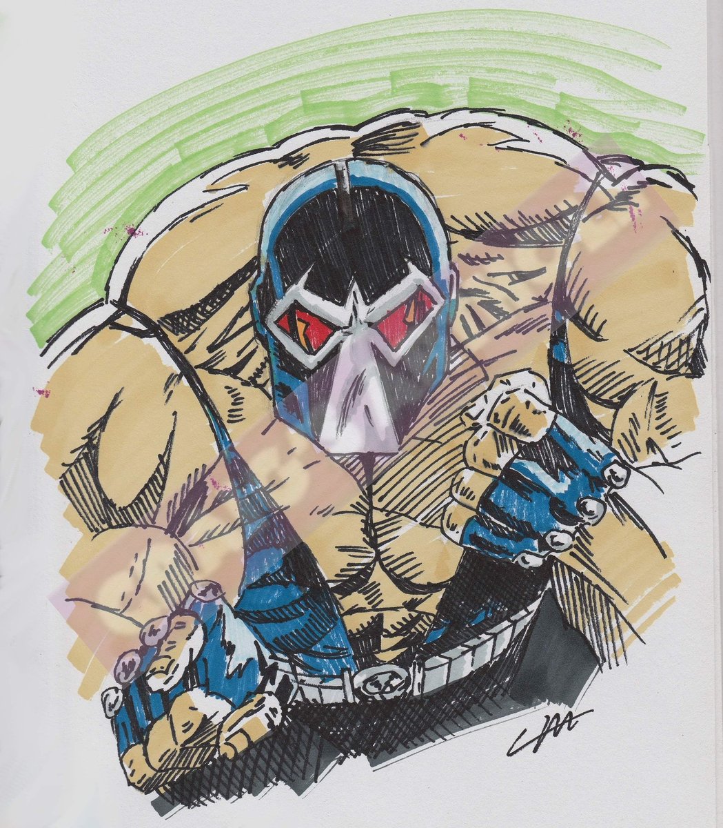 CraigsArthole's tweet photo. A little bane I knocked up ove christmas
.
#bane #batman #batmancomics #knightfall #dccomics #dc #comics #art #drawing #colourpens https://t.co/m2cxgtixH4