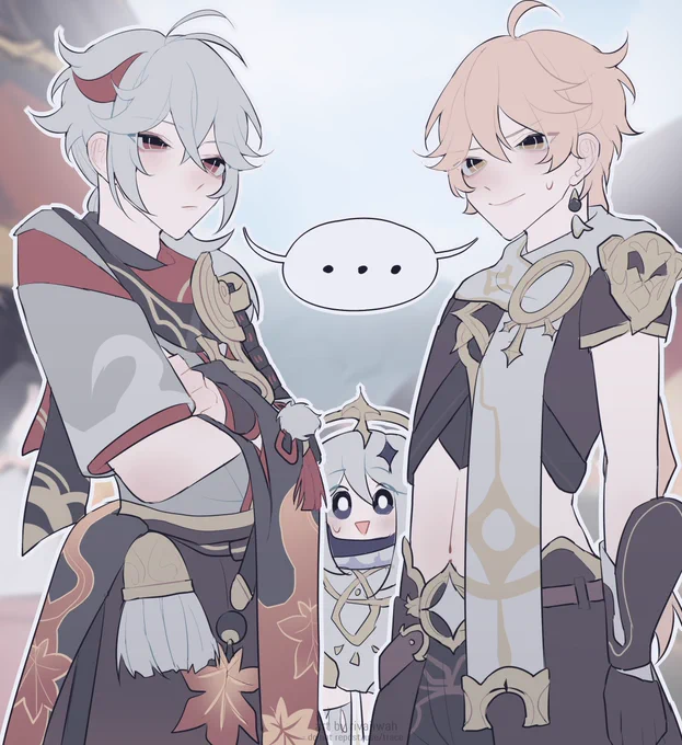 Somewhere in Inazuma...
Aether: "Excuse me, have you seen anyone around that looks a lot like me?"
NPC: "Oh, I believe I have!"
Aether: "Really?!"
And thus, Aether managed to find his lost... twin? 