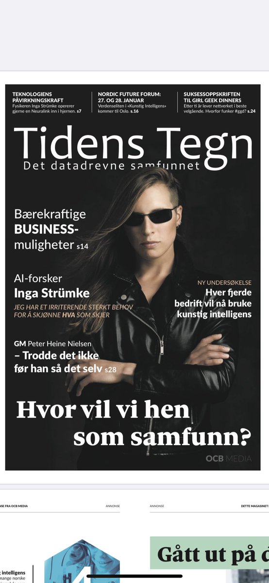 Tidens Tegn lanseres som et bilag til Finansavisen i dag. Interessante artikler om det datadrevne samfunnet samt en artikkel om Girl Geek Dinners Oslo skrevet av grunnleggerne av GGDO: <a href="/benteka/">Bente Kalsnes</a>, <a href="/beathe/">Beathe Due</a>, <a href="/ninanord/">Nina Alida Nordbø</a>, Lene Pettersen og <a href="/herdis/">Herdis Moldøen</a>  🙌🏼✨🤩
Løp og kjøp👇🏽
#ggdo10yrs #ggdo