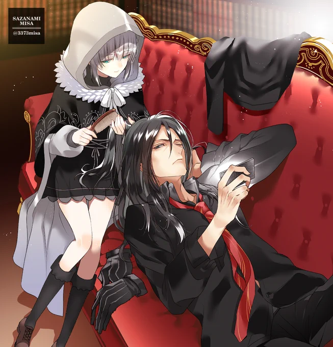 エルメロイⅡ世と髪を梳くグレイ(ゲーム周回中ver) #FGO 