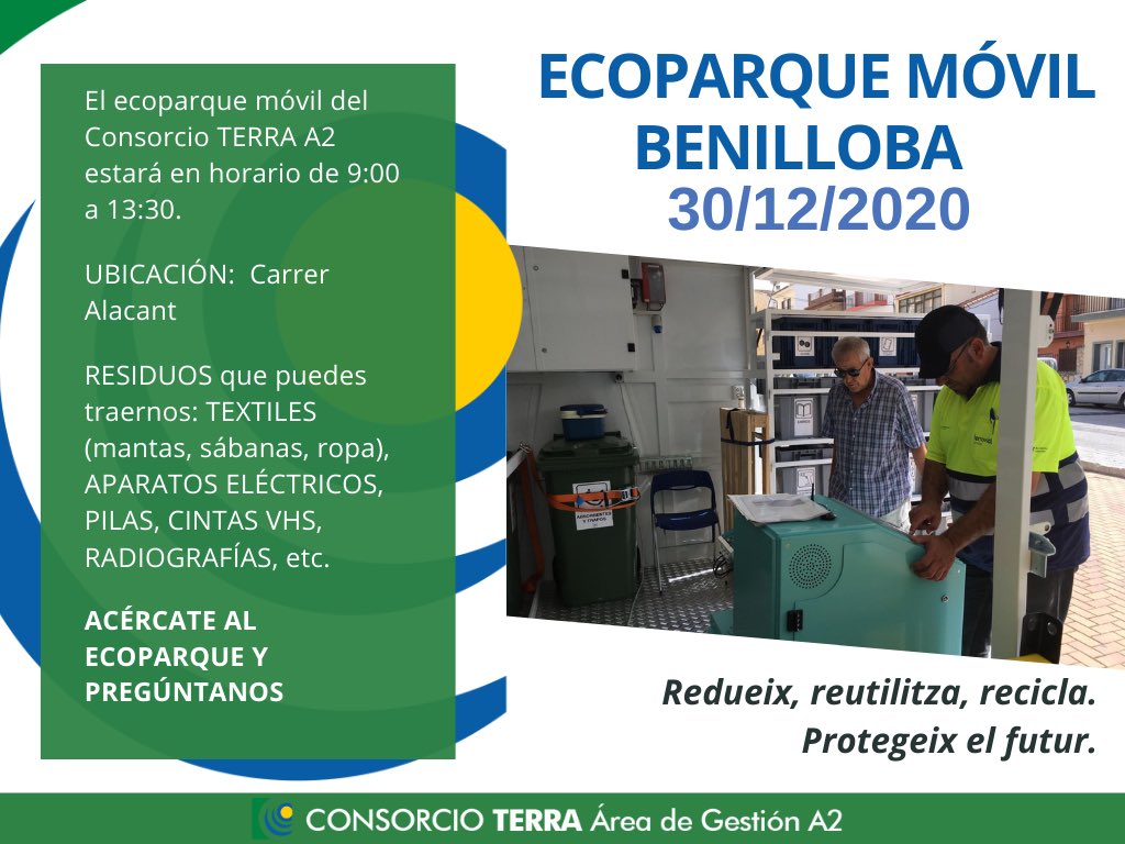 RSU7A2's tweet photo. Hoy estaremos con nuestro ecoparque móvil en Benilloba de 09:00 a 13:30 y no olvides que nos puedes traer ropa, juguetes,baterías,cargadores,pilas, etc
#residuosinvisibles #PactoVerdeEuropeo #EWWR2020 #Benilloba #xarpolar #residuos #invisiblewaste #economiacircular #Ecoparque https://t.co/NsdrMlCFsC