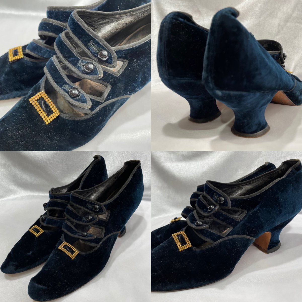 InnerGoddessss's tweet photo. #velvetshoes #spoolheels #edwardianshoes #bluevelvet #antique #1900 #1910 #1910sdress #1900s #1910s #titanic #vintage  #steampunk #edwardiandheels #edwardianvelvet #edwardian #vintageandvelvetclothing https://t.co/TvVlHEB5Nt