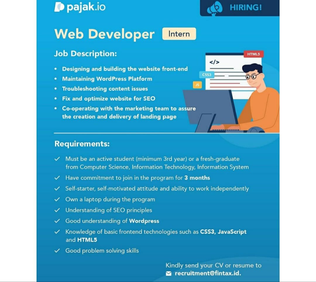 nomnom on Twitter: "#Jakarta WEB DEVELOPER INTERNSHIP AT PAJAK. IO ...