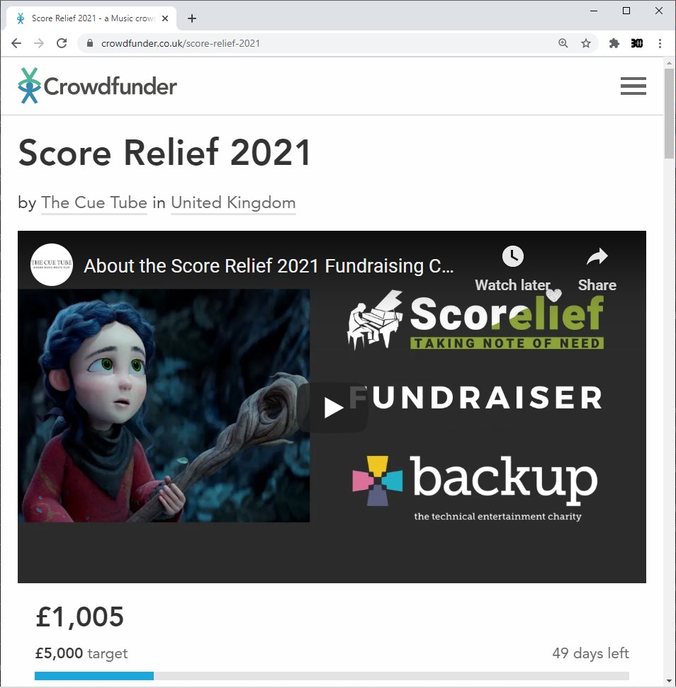 thecuetube's tweet photo. Wow! That was fast! Let's get up to £1.5k by the end of the week! Thanks so much to everyone for your generosity and enthusiasm! It helps a lot if you can share this💕#scorerelief2021 #filmscoring #scoringcompetition #filmmusic #animation #shortfilm #thecuetube https://t.co/ljDjTU4reJ
