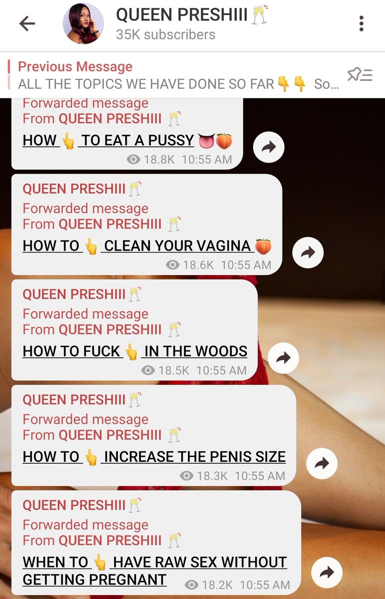 My love please join here   https://t.me/joinchat/AAAAAFYNi5mvXg3C_fwmEQ or  https://t.me/joinchat/UCjvdMYMenS4-gZjStart reading VAGINISMUS while I prepare the PDF for VAGINAL DRYNESS