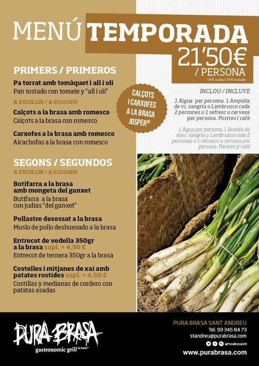 SEGUIM AMB ELS CALÇOTS I LES CARXOFES 🔥 
A PURA BRASA SANT ANDREU

👉  Per dinar o per sopar: calçots i carxofes a la brasa Josper®.
📲 Reserves aquí: purabrasa.com/barcelona-sant… 

Bon profit!!

#Barcelona #restaurants #somsegurs
