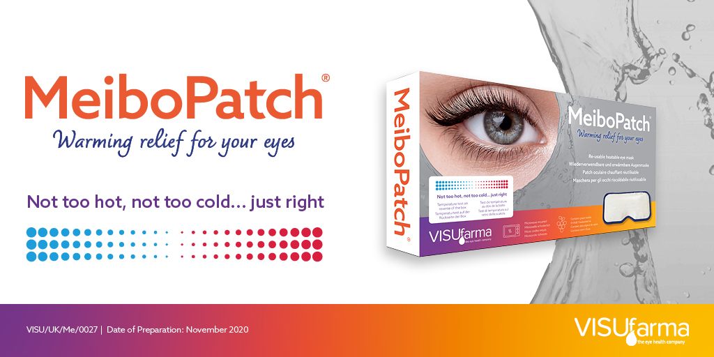 VISUfarma's tweet photo. #MeiboPatch provides warming #relief for your #eyes by reaching the optimal temperature to unblock your #meibomianglands.
MeiboPatch® - not too hot, not too cold... just right.
https://t.co/gJxWkGM0O6 https://t.co/xWb56wLJHN