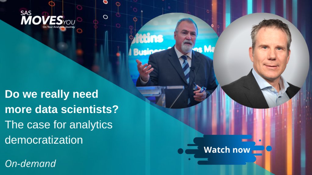 sasforums's tweet photo. Hiring more data scientists or increase the analytical productivity of your existing professionals? Listen to the discussion by Paul Gittins from SAS and Hans de Wit, Senior Data Scientist from Telenor #SASMovesYou #data2decision #SASViya #datascience
https://t.co/28NHvuYxfr https://t.co/xYYWAz0Q6X