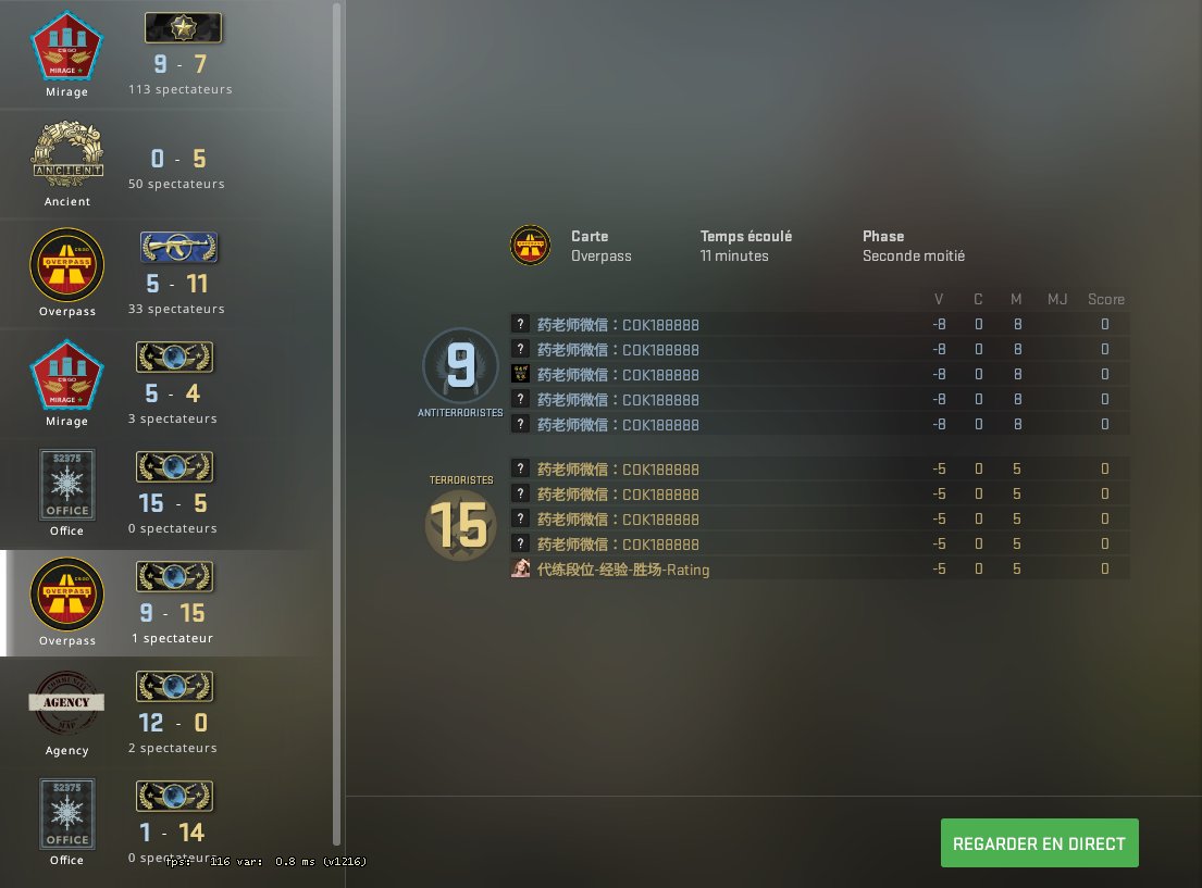 lipozzz's tweet photo. Five Bots match directly accessible in the game.
#CSGO #counterstrike #globaloffensive #esports #gaming #steam #valve #cheaters #anticheat #stopcheat https://t.co/f5mtm8k4Vm