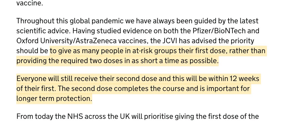 The UK also made the big (and I think good) decision to give only one dose first.→ Source  https://www.gov.uk/government/news/oxford-universityastrazeneca-vaccine-authorised-by-uk-medicines-regulator