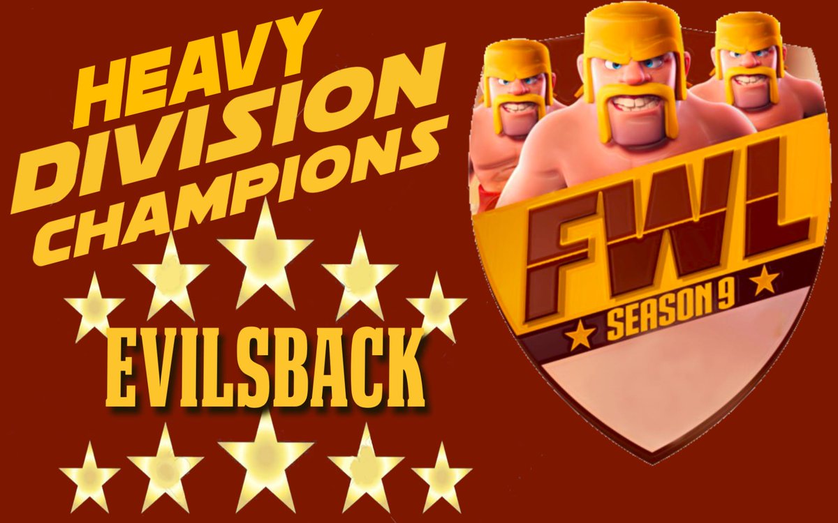 🎉FWL HEAVY CHAMPIONS 🎉

Finally after a tough season we brought it home! What an awesome adventure and what an incredible experience!😍
A big thanks to everyone who plays with us, there is still long way to go but we will keep working as a big family❤
<a href="/FWL_CoC/">Friendly War League</a>