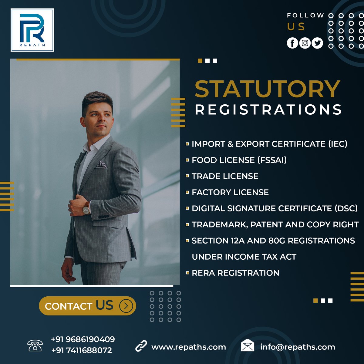 RepathL's tweet image. Looking for Statutory Registration Services..?

Contact Us For More Details 
+91 9686190409
+91 7411688072

Visit Us: repaths.com

#statutory #registrations #accountants #company #accountingfirm #CharteredAccountants #Services