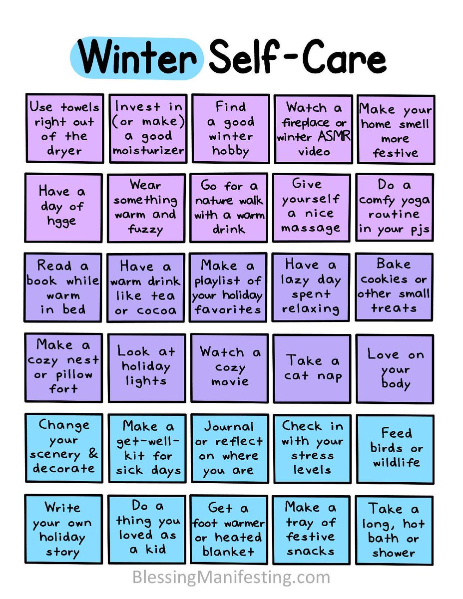 'Self-care is an opportunity to refuel so that we can give more to the world around us' - Jayne Hardy

Try to make time for a little relaxation over the holidays - these winter self-care ideas from @DomineeSelfLove are great for inspiration!