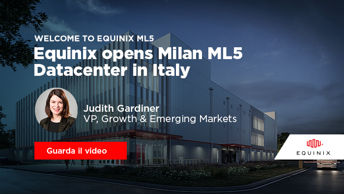Nasce #ML5, il nuovo datacenter di Equinix in Italia.
Guarda l'intervento di Judith Gardiner, VP Growing &amp; Emerging Markets, Equinix, sull'importanza strategica dell'investimento per la trasformazione digitale in Italia: bit.ly/3fQgLdI