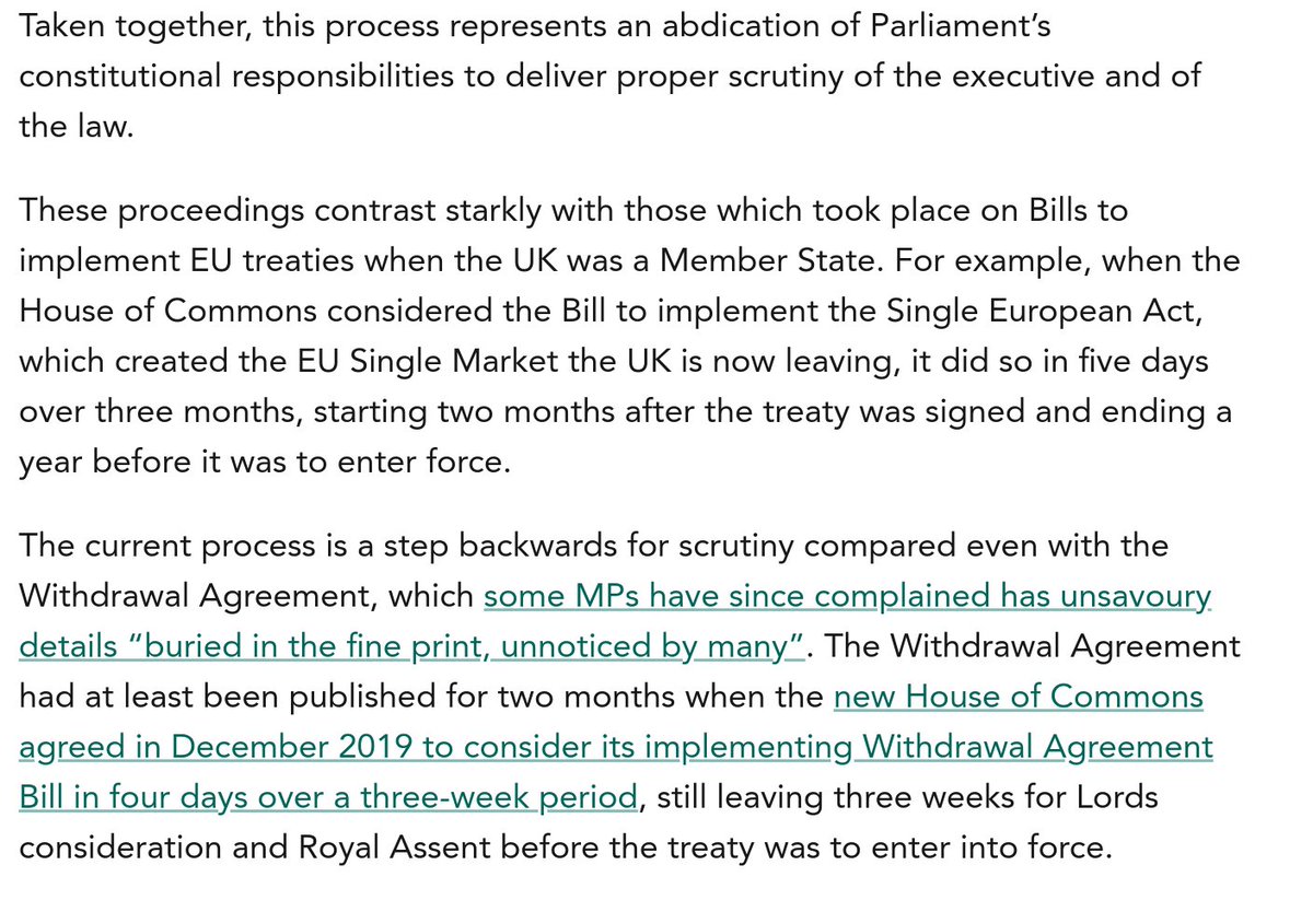 The great irony at the heart of it all. This entire process was done to give parliament control. In reality, it is spending much less time scrutinising constitutional changes than when we were in the EU.