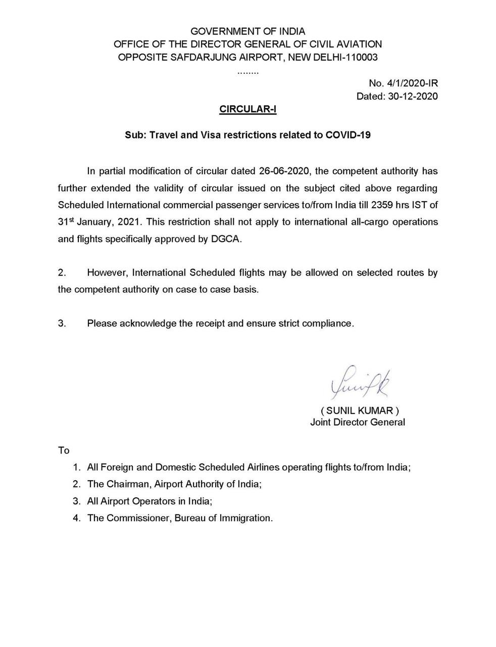 Ban on international flights extended: Day after MHA extended COVID-19 guidelines, the DGCA extended the suspension of international flights.