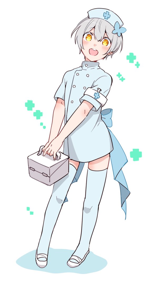 全体回復ナース 女装 ペン入れ中のイラスト