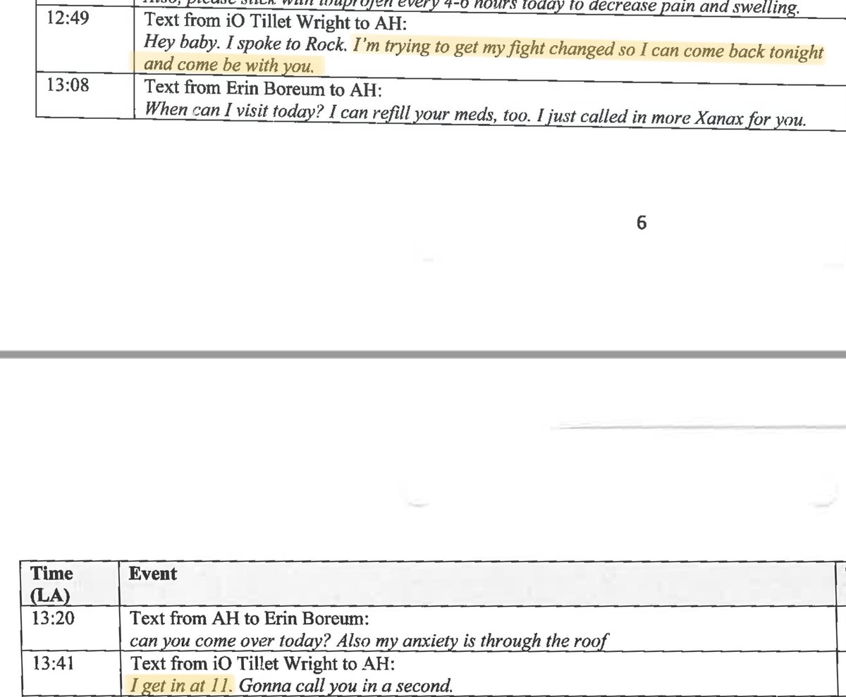 On 12/16, after texting AH that he was trying to get an earlier flight, iO sent another text at 1:41 pm PST (about an hour later) saying he was getting in at 11.