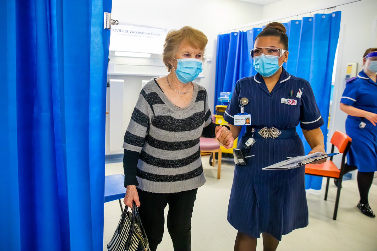 nhsuhcw's tweet image. We were delighted to welcome Margaret Keenan back to University Hospital, Coventry to safely receive the second dose of the COVID-19 vaccination.

The 91-year-old became the first person in the world to receive the Pfizer COVID-19 vaccine following its clinical approval.