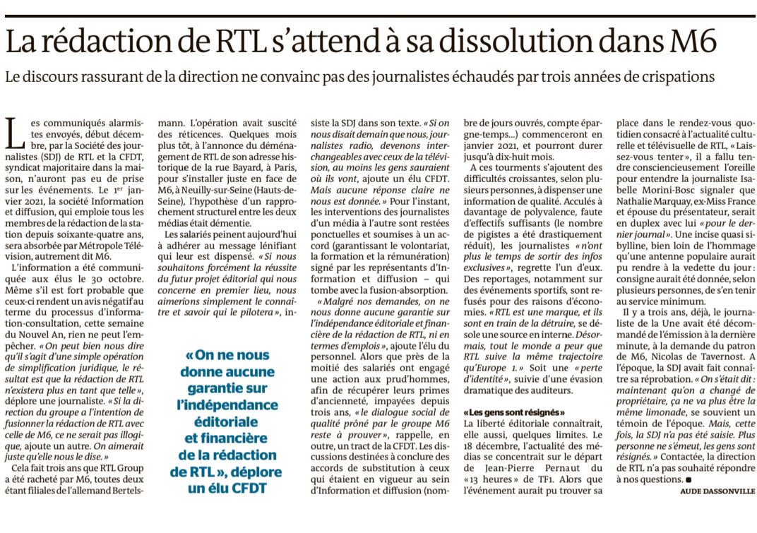 Mais c’est quoi l’intérêt de couper les pattes de l’une des meilleurs rédactions de France ? N’ont-ils pas compris que le succès de leur matinale c’est à leurs journalistes qu’ils le doivent ? ⁦<a href="/SDJRTL/">SDJ | RTL</a>⁩ ⁦<a href="/CfdtRtl/">CFDT RTL</a>⁩
