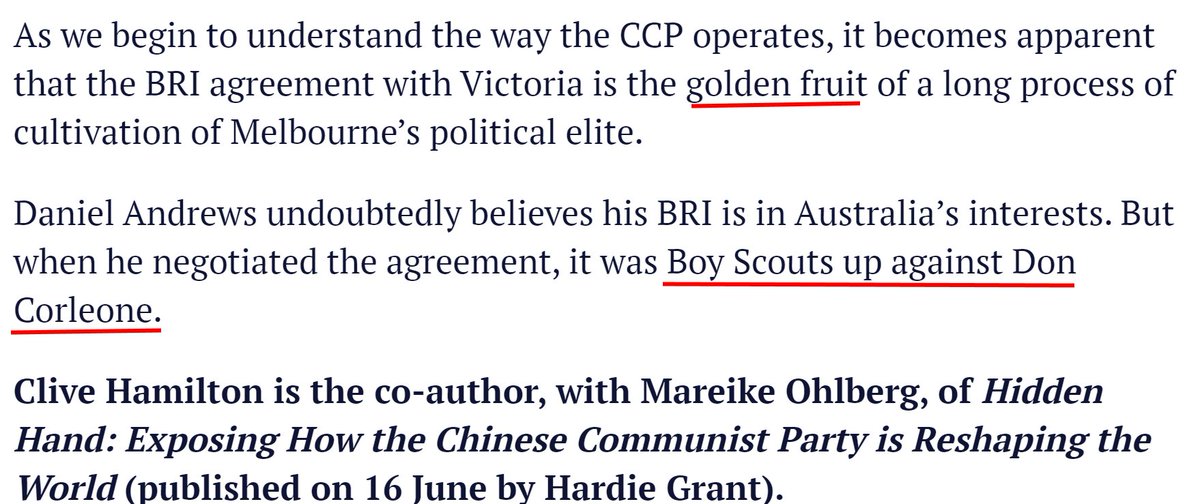 6/ Brilliant. This last bit of the article says it all. Dan the gullible Boy Scout outclassed by Godfather Xi Jinping.Btw, all Western politicians, including Donald Trump, have been "had" by the Great Grandmaster Xi Jinping! A genius war strategist against amateurs.