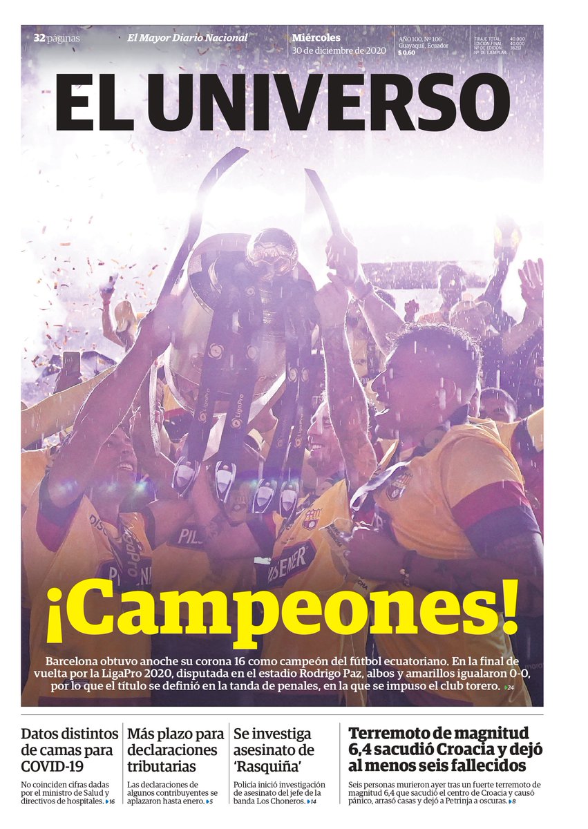 eluniversocom's tweet photo. Les compartimos nuestra portada de este 30 de diciembre. Las #noticias de #Ecuador y el mundo en https://t.co/6TIoigGXFC https://t.co/dgSAKpZFB8