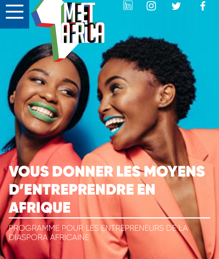 [OPPORTUNITE] Vous êtes un(e) entrepreneur(e) de la #diasporaafricaine? Vous avez un projet d’entreprise en Afrique ou sur le double espace Europe - Afrique ? Inscrivez-vous à l’accompagnement <a href="/MEETAfrica/">MEET Africa</a>. <a href="/afd/">AfD</a> <a href="/expertisefrance/">Expertise France</a>
meetafrica.fr/index.html