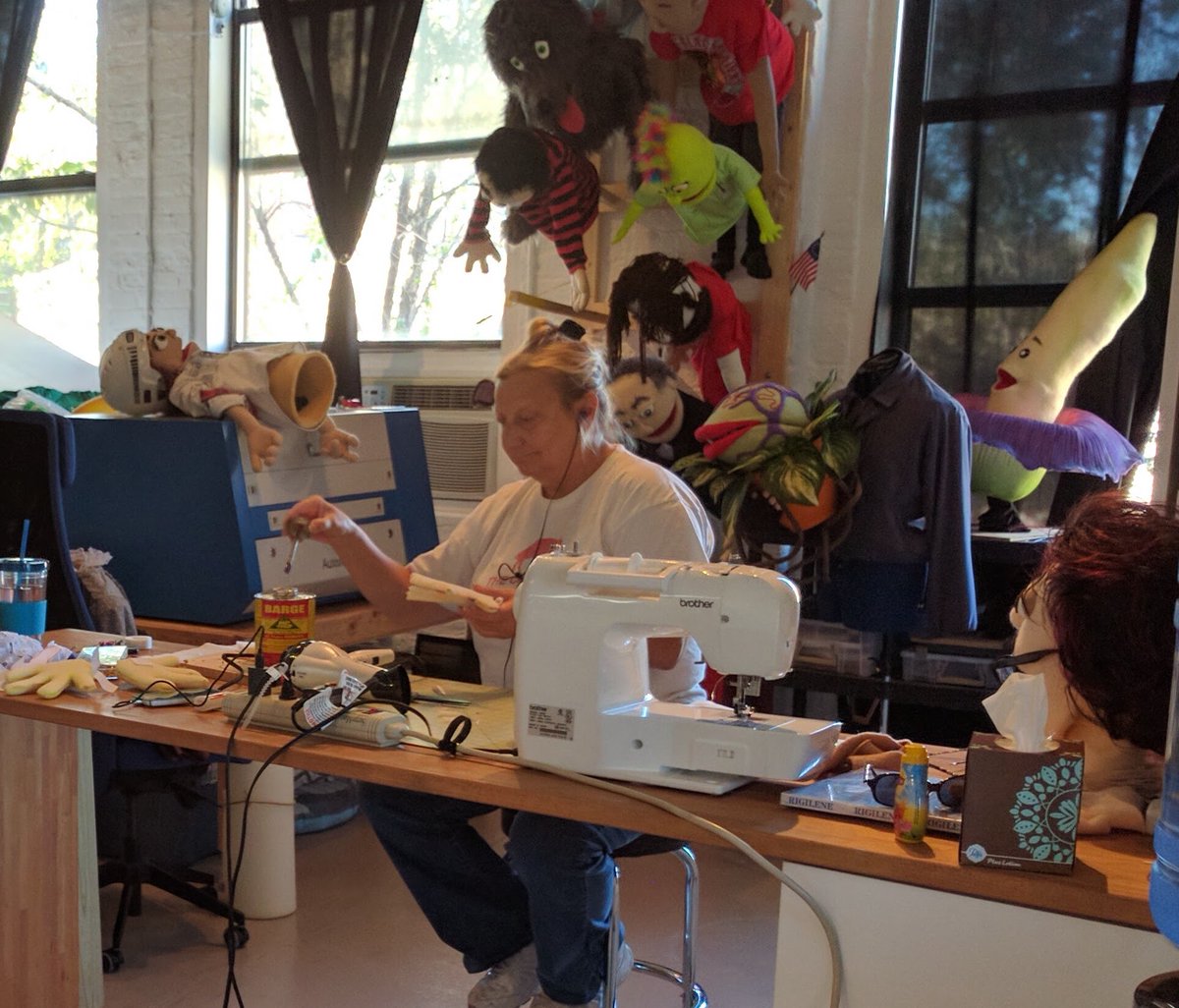 projectadven's tweet photo. We’re back with @ConcretNSewrgas, one of the creative powerhouses behind Project Adventure. Debi built nearly all of the puppets featured in AOE, Screamies, and #youdowhat. She turned ideas on a page into lovable 3D characters. None of this would have been possible without her. https://t.co/qgBXEn4DUQ