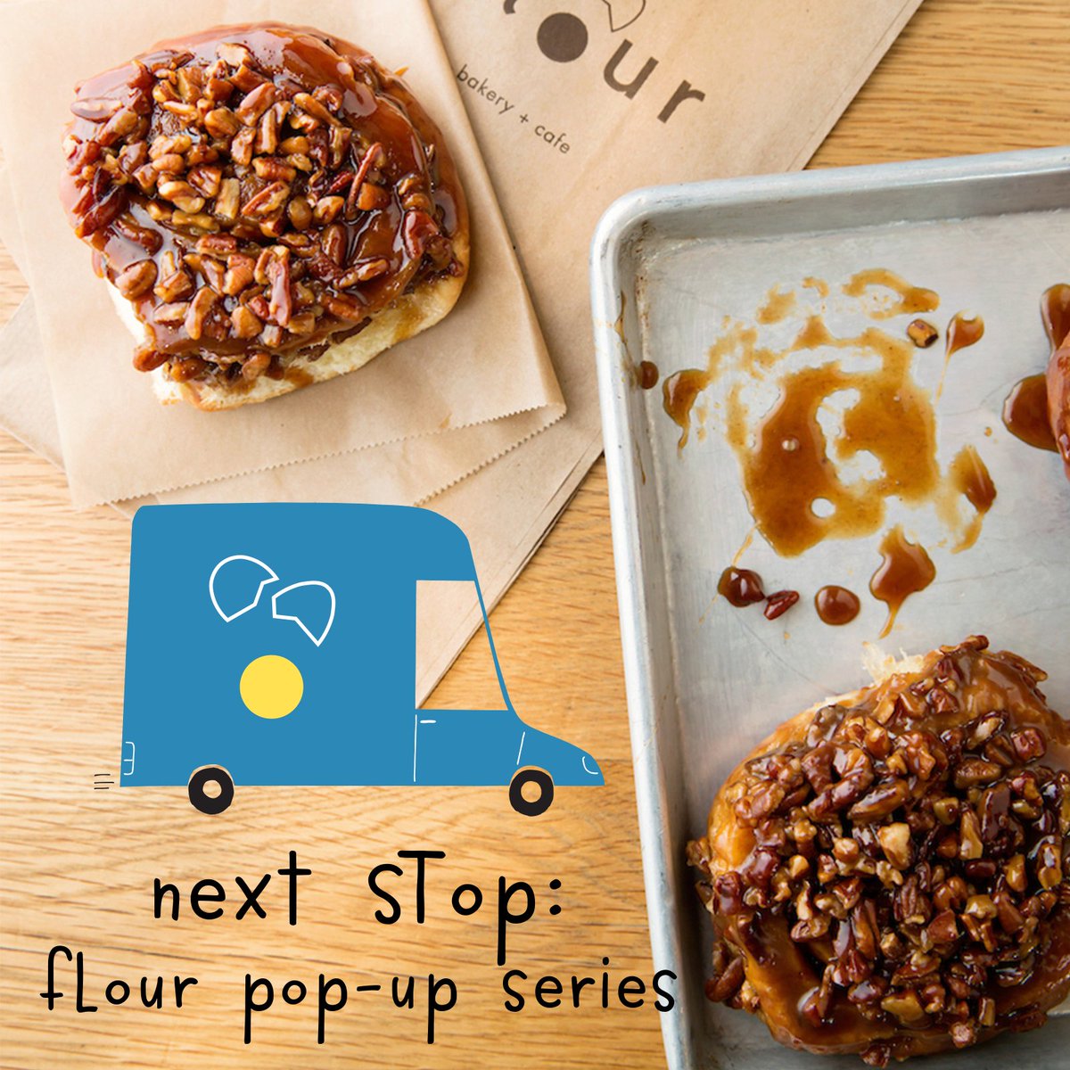 We're packing up our sticky buns + our next stop is a town near you! Our pop-up series is back in Jan and we're bringing you breakfast pastries, sandwiches, and special dinner packages.⁠ ⁠ View our schedule and stay tuned for menus + order info here: flourbakery.com/popups/