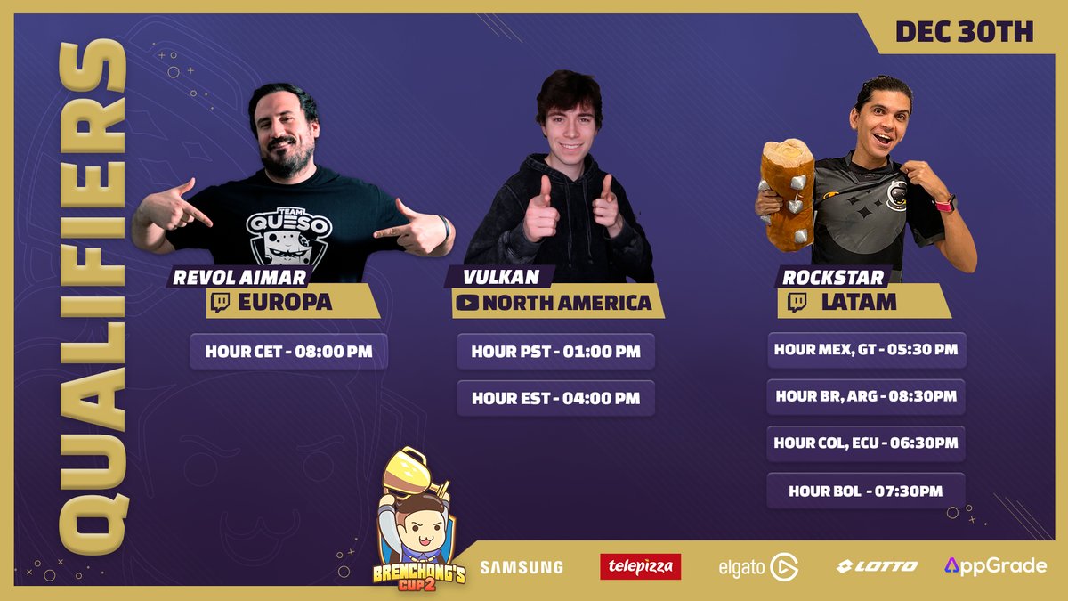 RevolAimar's tweet image. 🏆Clasificatorios #BrenchongCup2

🗓️Miércoles 30

🌍@ReVoLAimaR 
 📺twitch.tv/revolaimar
🌎@VulkanIRL
 📺youtube.com/c/VULKanGaming
🌎@Rockstar_YT
📺twitch.tv/rockstarcr

🌐brenchongcup.com
📲discord.gg/3hXhqXenFz
📲onelink.to/appgrade