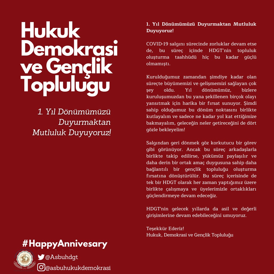 Asbuhdgt's tweet photo. ASBU HDGT ailesi 1. yılınıını kutluyor 🥳🥳  Yeni yılda sizleri de aramızda görmekten mutluluk duyarız...
 #HappyAnniversary https://t.co/o9wYxP9VYz