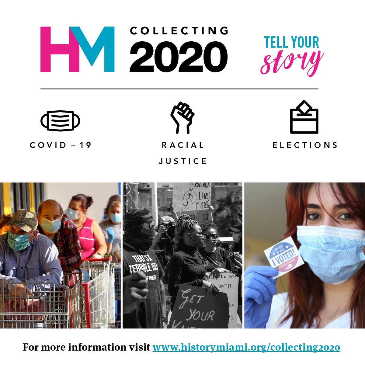MuseumofMiami's tweet photo. Most people want to forget everything about 2020, but we want to remember it all. 

Announcing #Collecting2020, a project focusing on the events that made this year unforgettable, including the COVID-19 pandemic, the protests for racial justice, and local and national elections. https://t.co/UrcciyKCJz